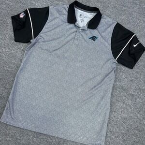 Carolina Panthers Nike Golf Polo Men L Gray Black Colorblock On Field Dri Fit